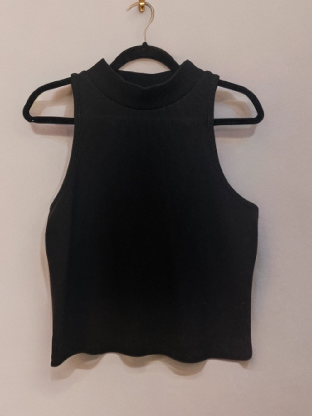 Mock Neck Sweater Tank Top in Black